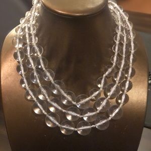 Sequin 3 strand Clear Knotted Necklace
